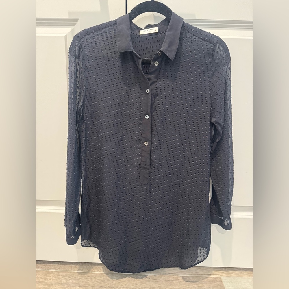 Equipment Black Textured Blouse